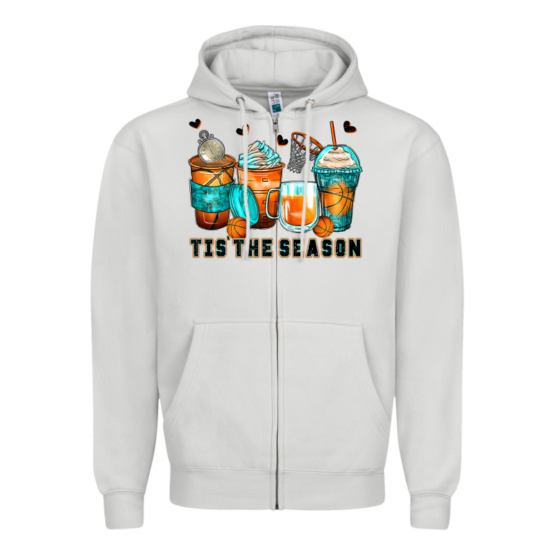 Tis' The Season Basketball Coffee Cups Zipper Hoodie by Zillion Design Studio | Teevron
