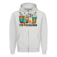 Dove Grey tis' the season basketball coffee cups Zipper Hoodie - Zillion Design Studio