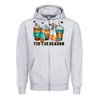 Heather Grey tis' the season basketball coffee cups Zipper Hoodie - Zillion Design Studio