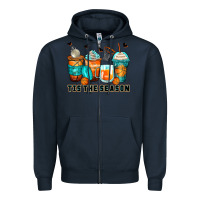 Navy tis' the season basketball coffee cups Zipper Hoodie - Zillion Design Studio