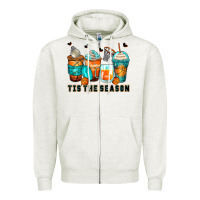 Oatmeal Heather tis' the season basketball coffee cups Zipper Hoodie - Zillion Design Studio