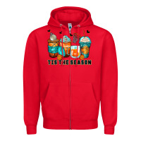 Red tis' the season basketball coffee cups Zipper Hoodie - Zillion Design Studio