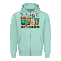 Seafoam tis' the season basketball coffee cups Zipper Hoodie - Zillion Design Studio