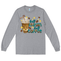 Heather Grey half human half coffee Long Sleeve Tee - texasbilliewilder