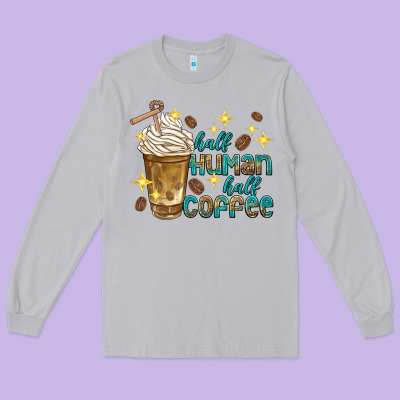 Long Sleeve Tee half human half coffee