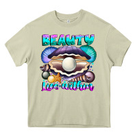 Mossy Beauty Lies Within Heavy Core Tee - CowhideDigitalArt