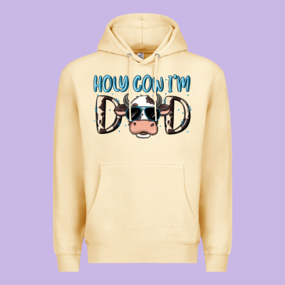 Holy Cow I'm Dad Premium Hoodie Designed By Maliassmallbusiness