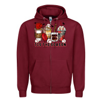 Burgundy tis' the season baseball coffee cups Zipper Hoodie - Zillion Design Studio