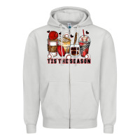 Dove Grey tis' the season baseball coffee cups Zipper Hoodie - Zillion Design Studio