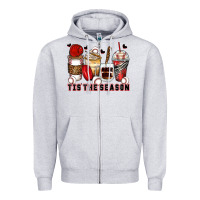 Heather Grey tis' the season baseball coffee cups Zipper Hoodie - Zillion Design Studio
