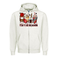 Oatmeal Heather tis' the season baseball coffee cups Zipper Hoodie - Zillion Design Studio