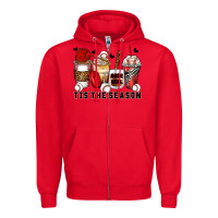 Red tis' the season baseball coffee cups Zipper Hoodie - Zillion Design Studio