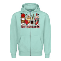 Seafoam tis' the season baseball coffee cups Zipper Hoodie - Zillion Design Studio
