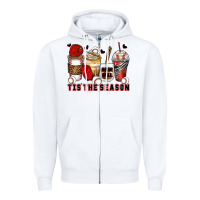 Tis' The Season Baseball Coffee Cups Zipper Hoodie | Teevron