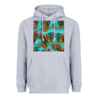 Heather Grey rooster and sunflowers seamless pattern Heavyweight Hoodie - HRA Design Shop