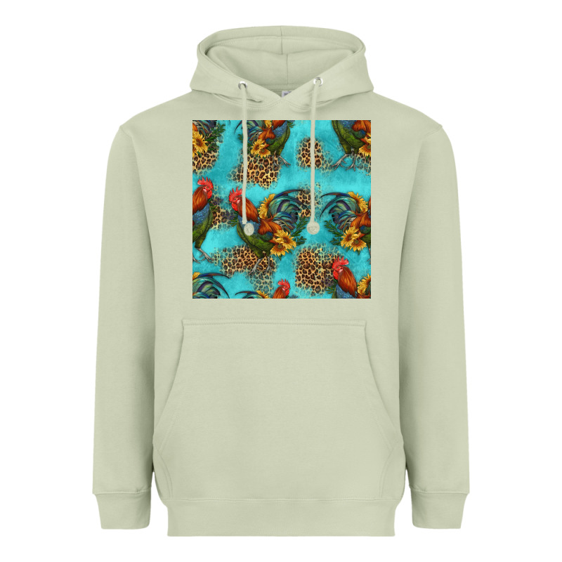 Rooster And Sunflowers Seamless Pattern Heavyweight Hoodie by HRA Design Shop | Teevron