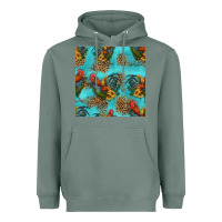 Sage rooster and sunflowers seamless pattern Heavyweight Hoodie - HRA Design Shop