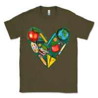 Army Green teacher  heart Classic Tee - texasbilliewilder