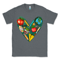 Charcoal Heather teacher  heart Classic Tee - texasbilliewilder