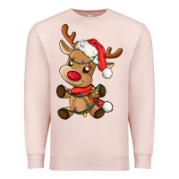 Pale Pink baby christmas reindeer Premium Sweatshirt - AdoDesignShop