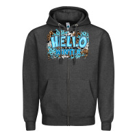 Charcoal Heather hello winter Zipper Hoodie - RanaPortraitStore
