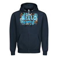 Navy hello winter Zipper Hoodie - RanaPortraitStore