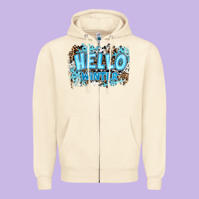 Hello Winter Zipper Hoodie Designed By Ranaportraitstore