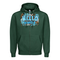 Sports Green hello winter Zipper Hoodie - RanaPortraitStore