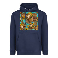 Navy goat sunflowers seamless pattern Heavyweight Hoodie - HRA Design Shop