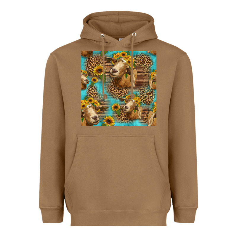 Goat Sunflowers Seamless Pattern Heavyweight Hoodie by HRA Design Shop | Teevron