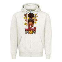 Oatmeal Heather softball mom afro messy bun Zipper Hoodie - texasbilliewilder