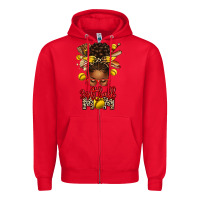 Red softball mom afro messy bun Zipper Hoodie - texasbilliewilder