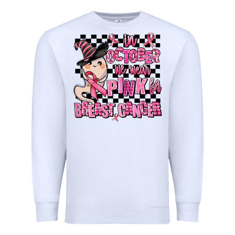 In October We Wear Pink For Breast Cancer Premium Sweatshirt by AdoDesignShop | Teevron