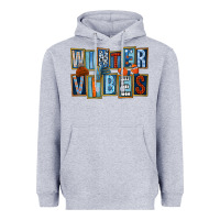 Heather Grey winter vibes Heavyweight Hoodie - FaDigitalArtStudio