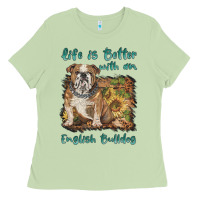 Matcha life is better with a english bulldog Ladies Tee - BarkalooDesign
