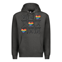 Charcoal Heather pride tic tac toe Premium Hoodie - MaliasSmallBusiness