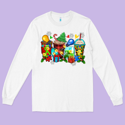 Autism Christmas Coffee Cups Long Sleeve Tee Designed By Zillion Design Studio