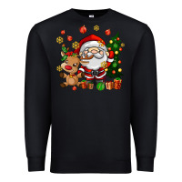 Black santa and reindeer Premium Sweatshirt - AdoDesignShop