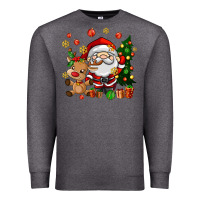 Charcoal Heather santa and reindeer Premium Sweatshirt - AdoDesignShop