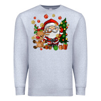 Heather Grey santa and reindeer Premium Sweatshirt - AdoDesignShop