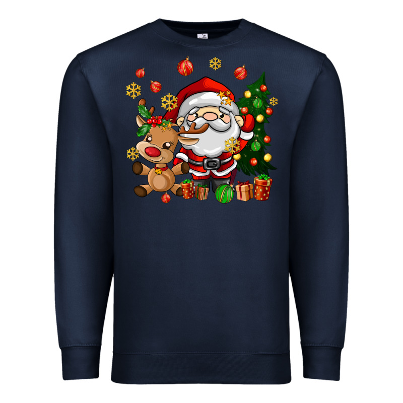 Santa And Reindeer Premium Sweatshirt by AdoDesignShop | Teevron