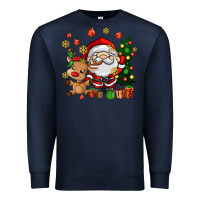 Navy santa and reindeer Premium Sweatshirt - AdoDesignShop