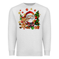 Oatmeal Heather santa and reindeer Premium Sweatshirt - AdoDesignShop