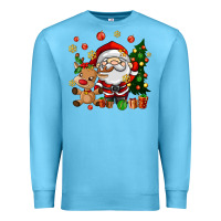 Ocean Blue santa and reindeer Premium Sweatshirt - AdoDesignShop