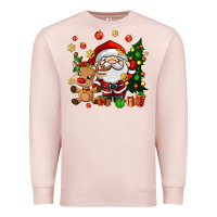 Pale Pink santa and reindeer Premium Sweatshirt - AdoDesignShop
