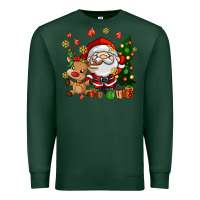Sports Green santa and reindeer Premium Sweatshirt - AdoDesignShop