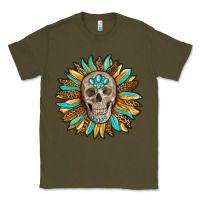 Army Green sunflower with skull Classic Tee - RanaPortraitStore
