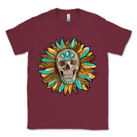 Burgundy sunflower with skull Classic Tee - RanaPortraitStore