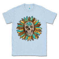 Dusty Blue sunflower with skull Classic Tee - RanaPortraitStore