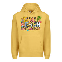 Antique Gold the beach is my happy place Premium Hoodie - MaliasSmallBusiness